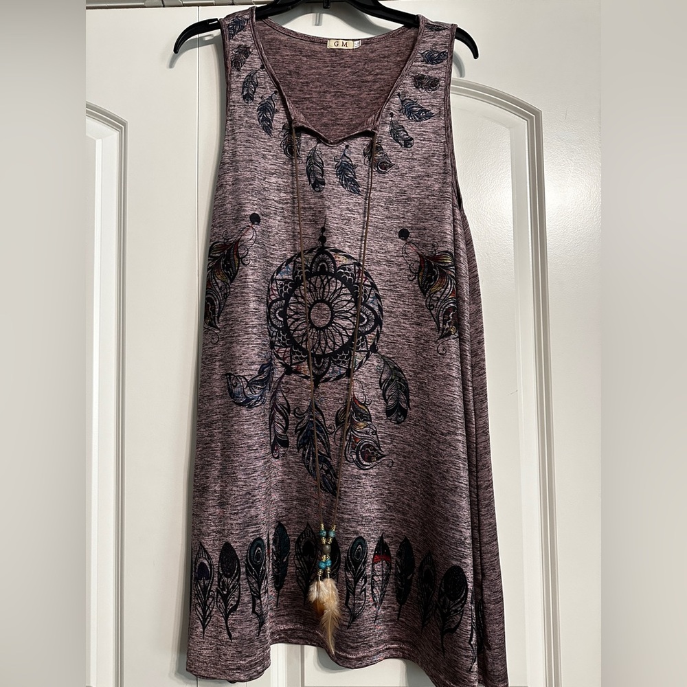 Summer dress with feathers